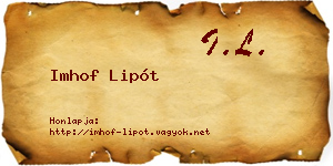 Imhof Lipót névjegykártya